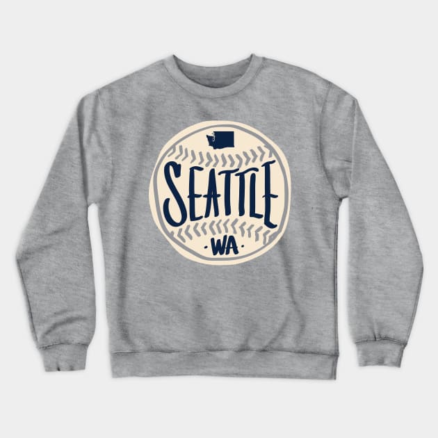 Seattle Washington Hand Drawn Script Design Crewneck Sweatshirt by goodwordsco